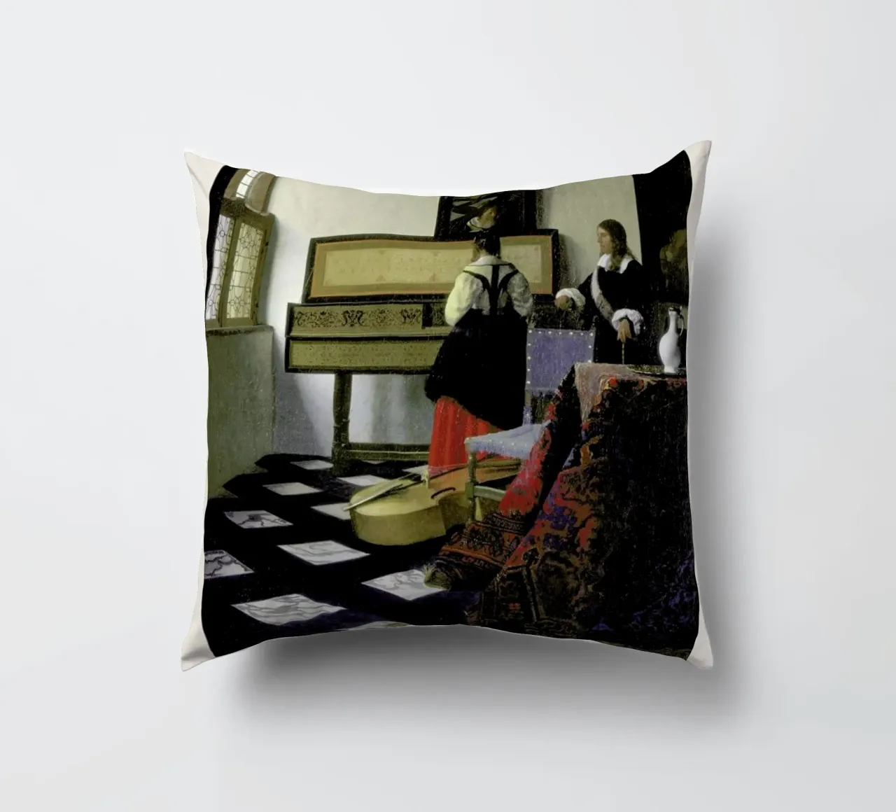Jan Vermeer - The Music Lesson cuscino da ARTOTHEK