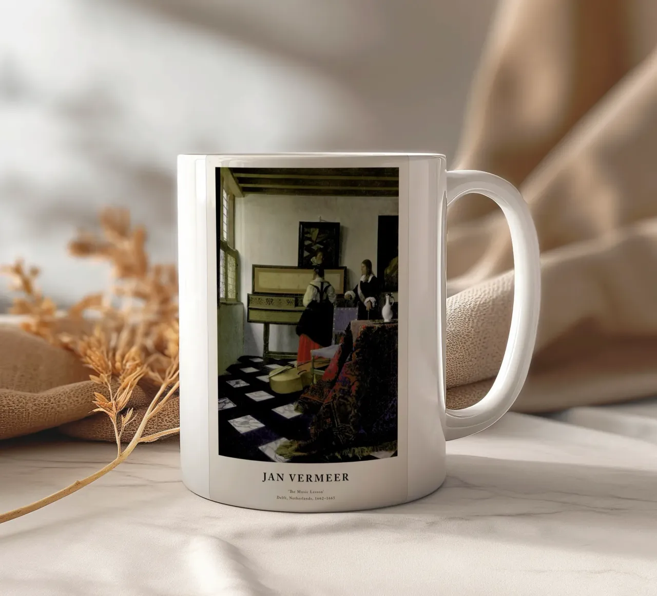Jan Vermeer - The Music Lesson tazza in ceramica da ARTOTHEK