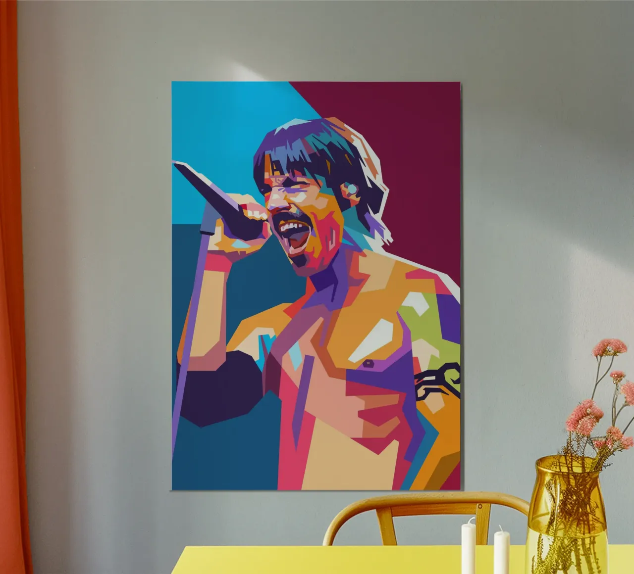 Anthony Kiedis Peperoncino rosso poster con telaio in alluminio da Hantamrata