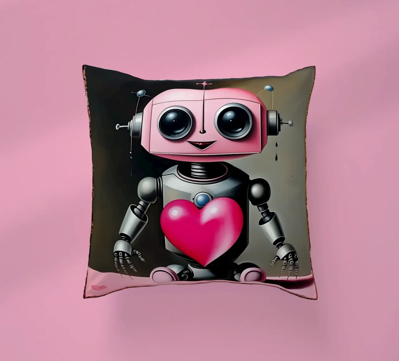 Robot con un cuore_21 cuscino da Pink- und LoveArt by LK