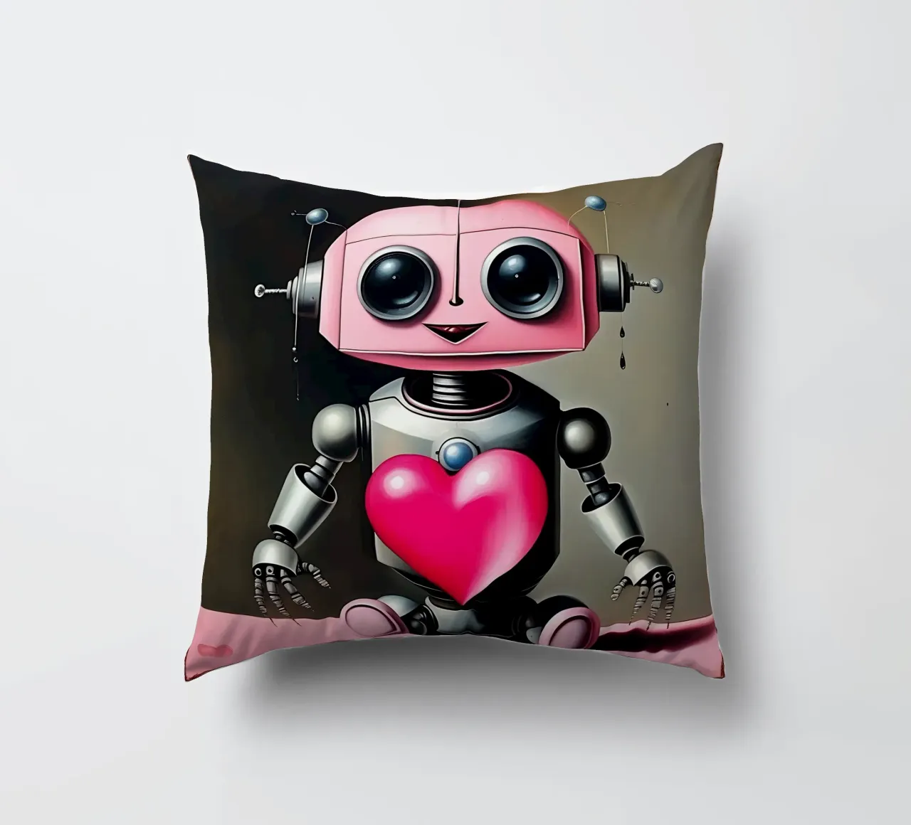 Robot con un cuore_21 cuscino da Pink- und LoveArt by LK