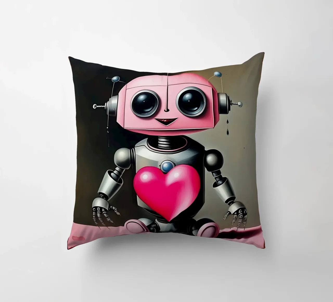 Robot con un cuore_21 cuscino da Pink- und LoveArt by LK