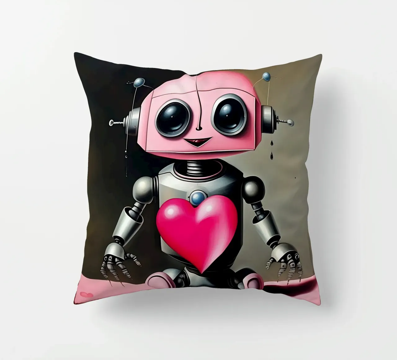 Robot con un cuore_21 cuscino da Pink- und LoveArt by LK