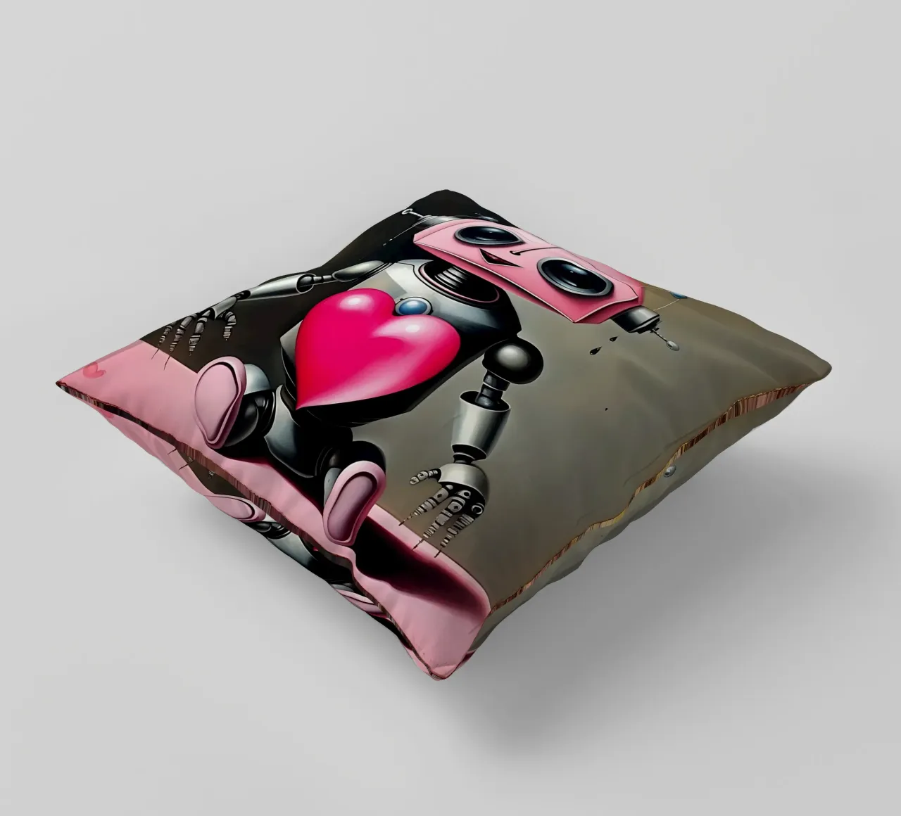Robot con un cuore_21 cuscino da Pink- und LoveArt by LK