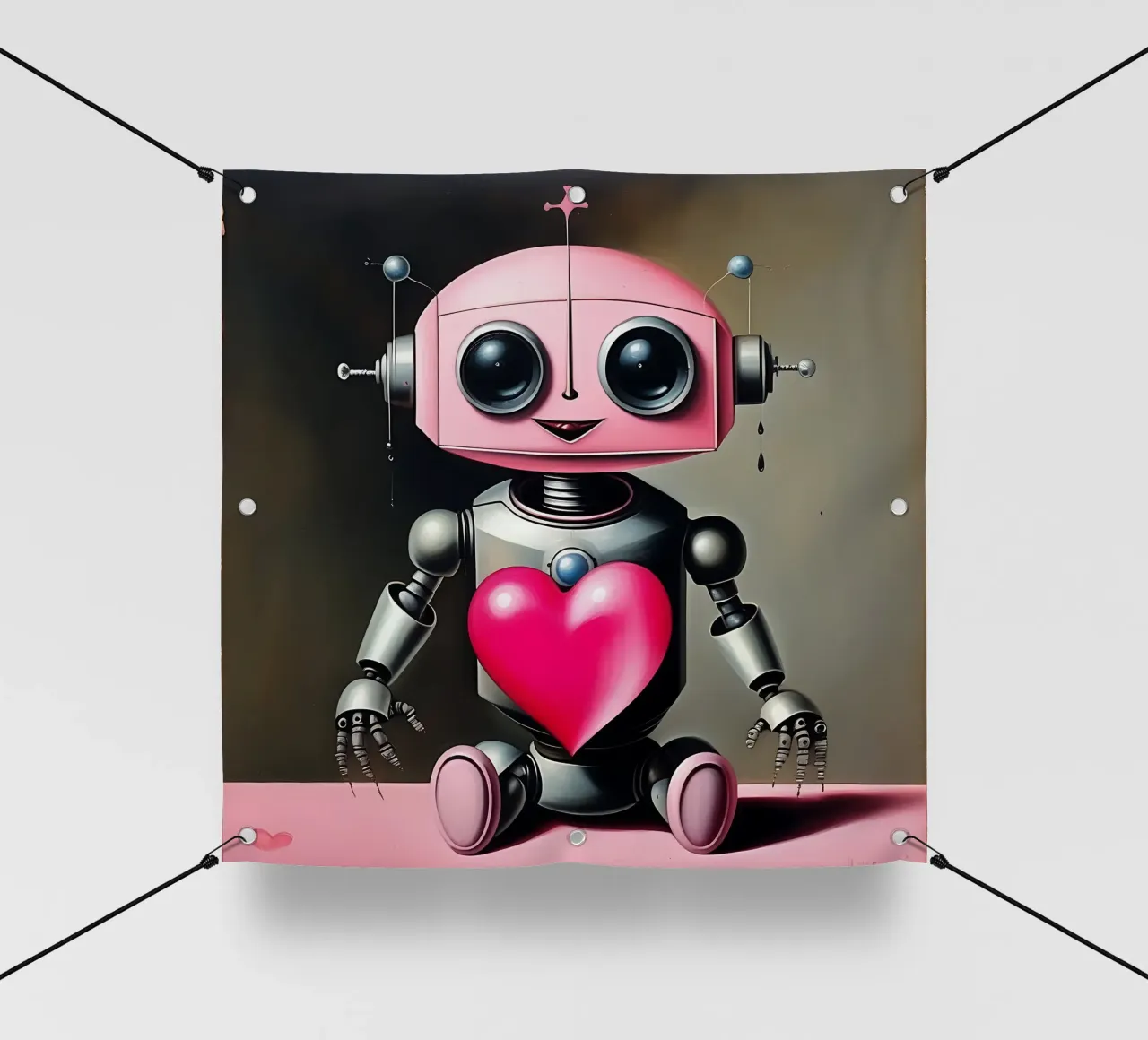 Robot con un cuore_21 telo in pvc da Pink- und LoveArt by LK