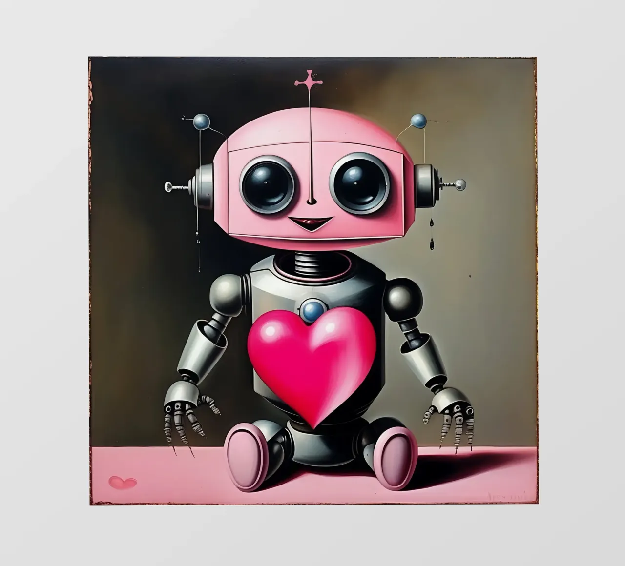 Robot con un cuore_21 telo in pvc da Pink- und LoveArt by LK
