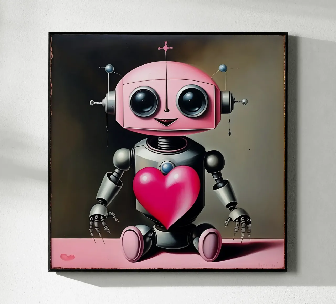 Robot con un cuore_21 plexiglass da Pink- und LoveArt by LK