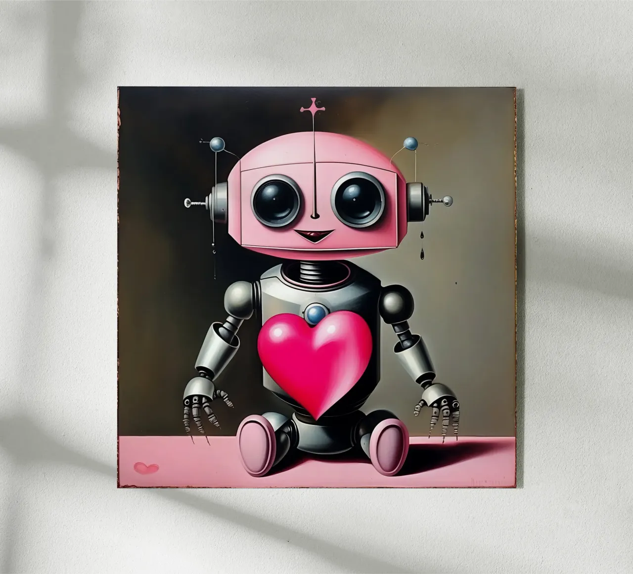 Robot con un cuore_21 plexiglass da Pink- und LoveArt by LK