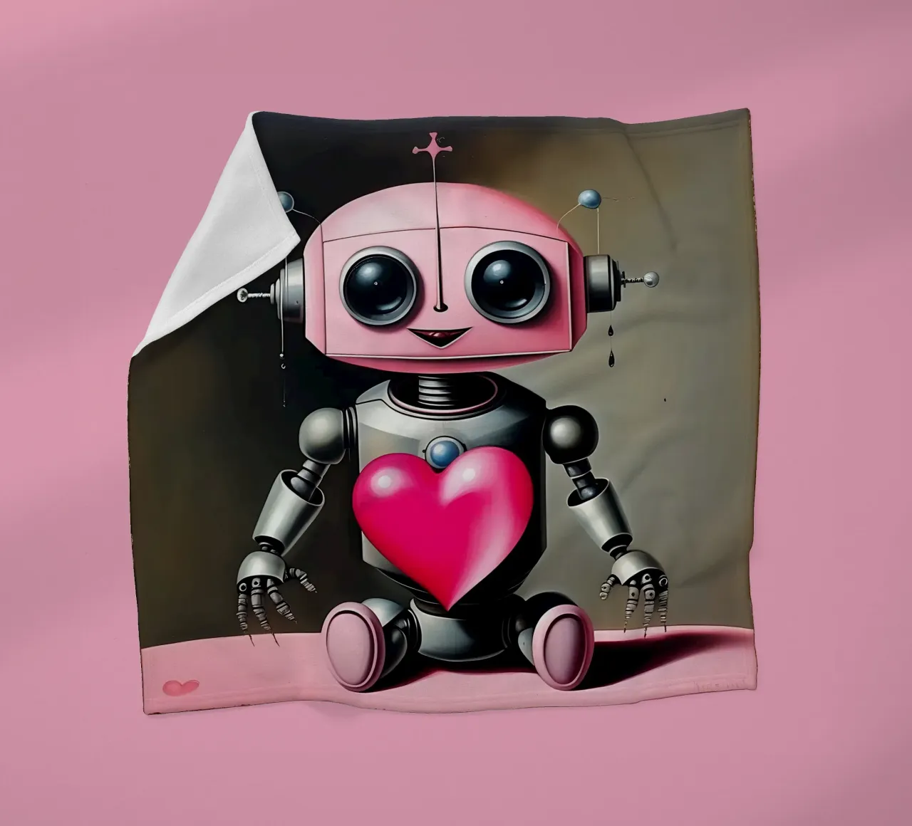Roboter mit Herz_21 Fleecedecke von Pink- und LoveArt by LK