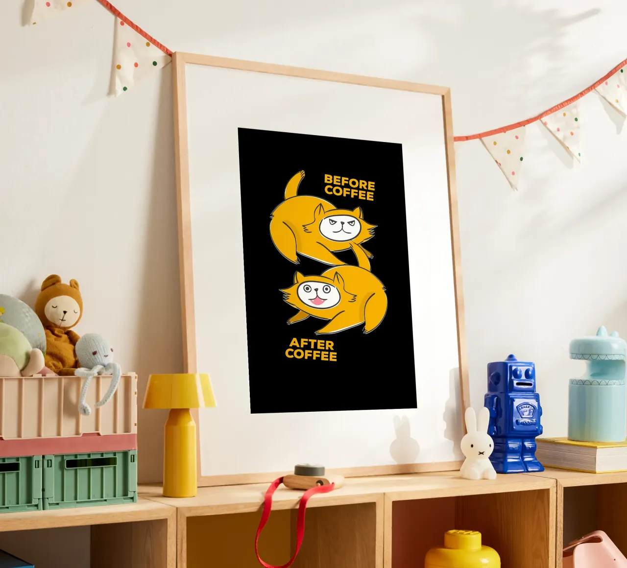 Prima del caffè Dopo il caffè poster con telaio in plastica da Bartosz Powalka