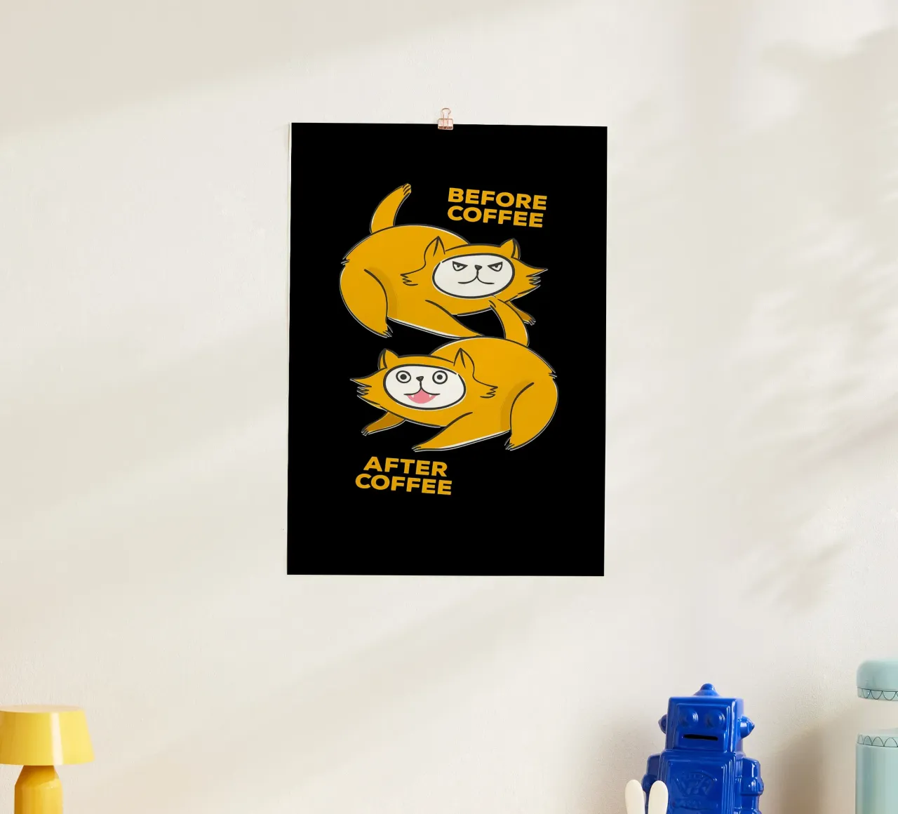 Prima del caffè Dopo il caffè poster con telaio in plastica da Bartosz Powalka