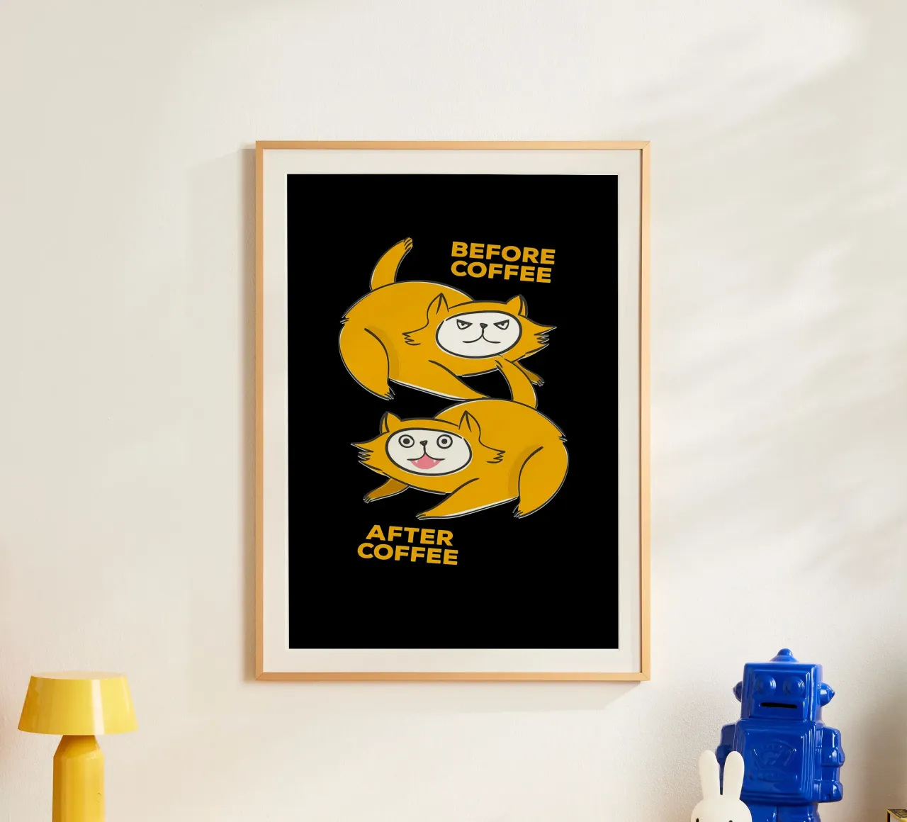 Prima del caffè Dopo il caffè poster con telaio in plastica da Bartosz Powalka
