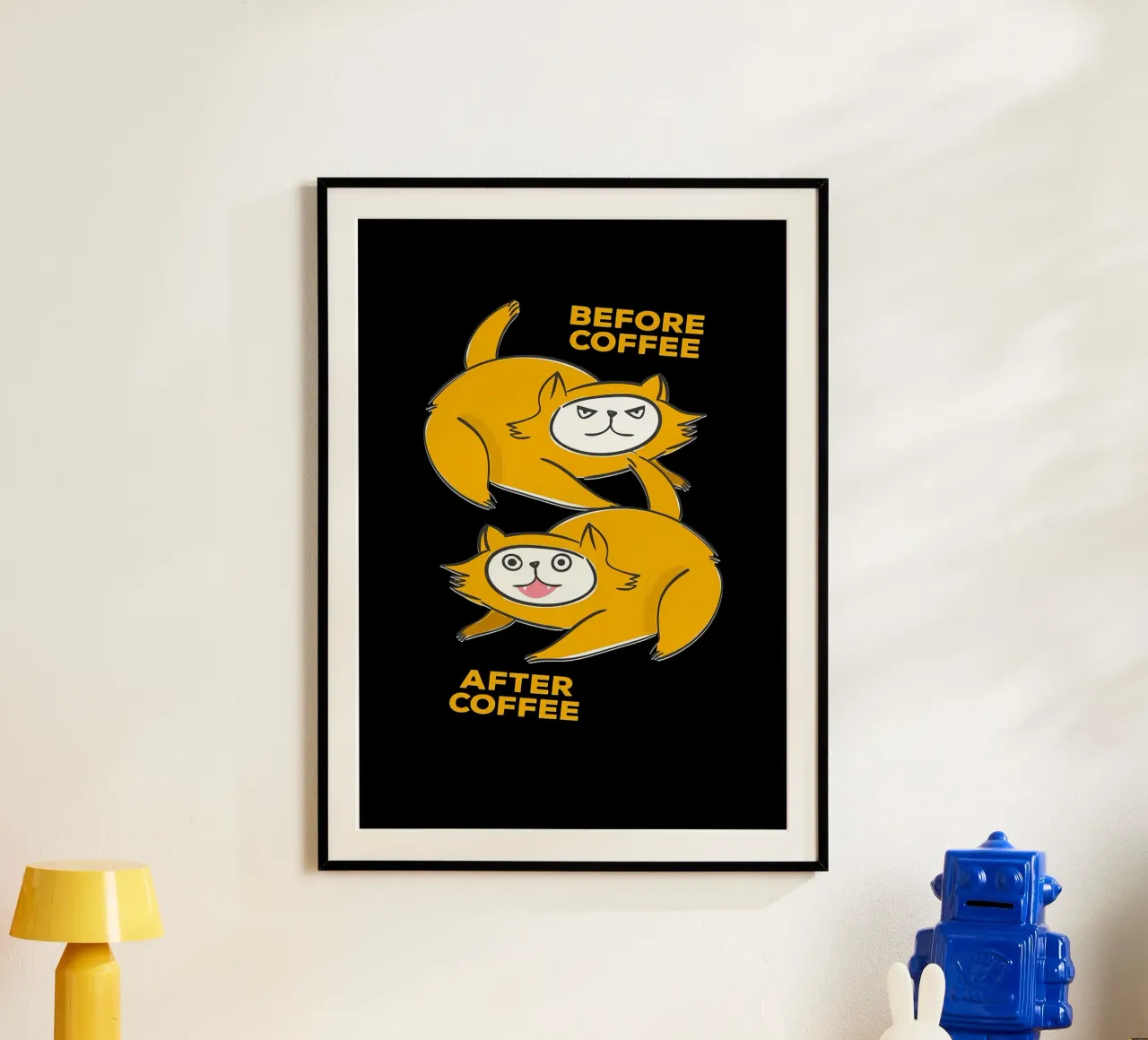 Prima del caffè Dopo il caffè poster con telaio in plastica da Bartosz Powalka