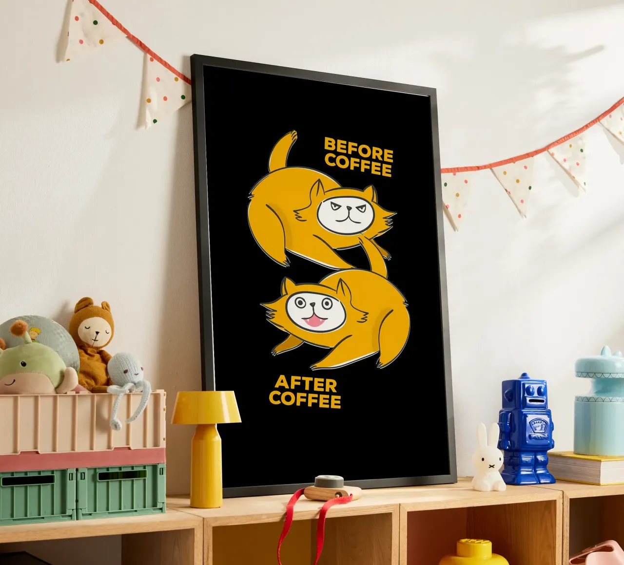 Prima del caffè Dopo il caffè poster con telaio in plastica da Bartosz Powalka
