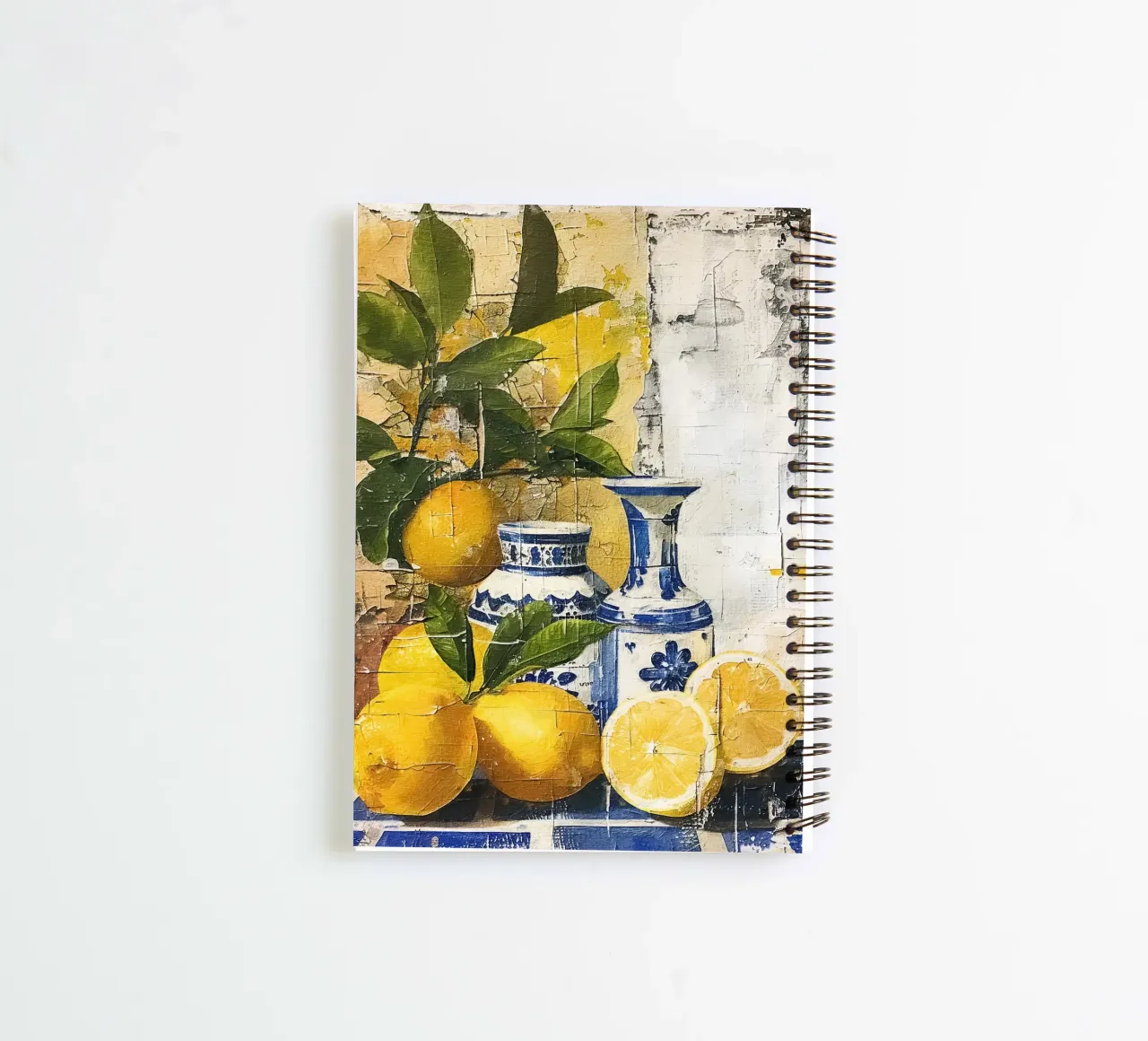 Lemons and vases spiral notebook by LisaArtes