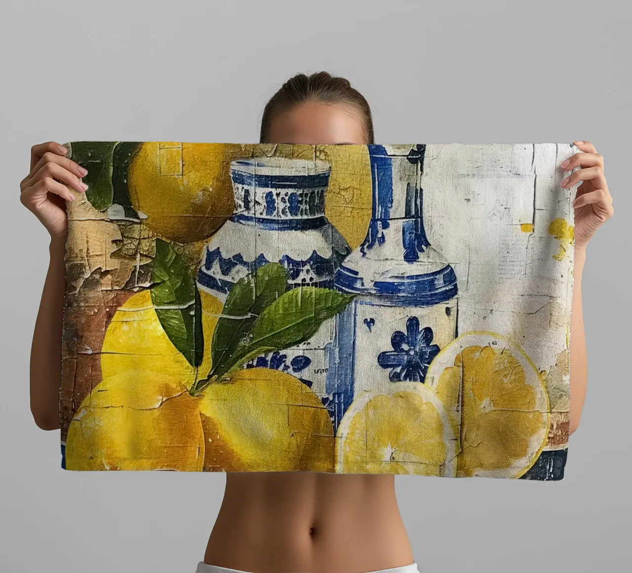 Lemons and vases asciugamano da bagno da LisaArtes