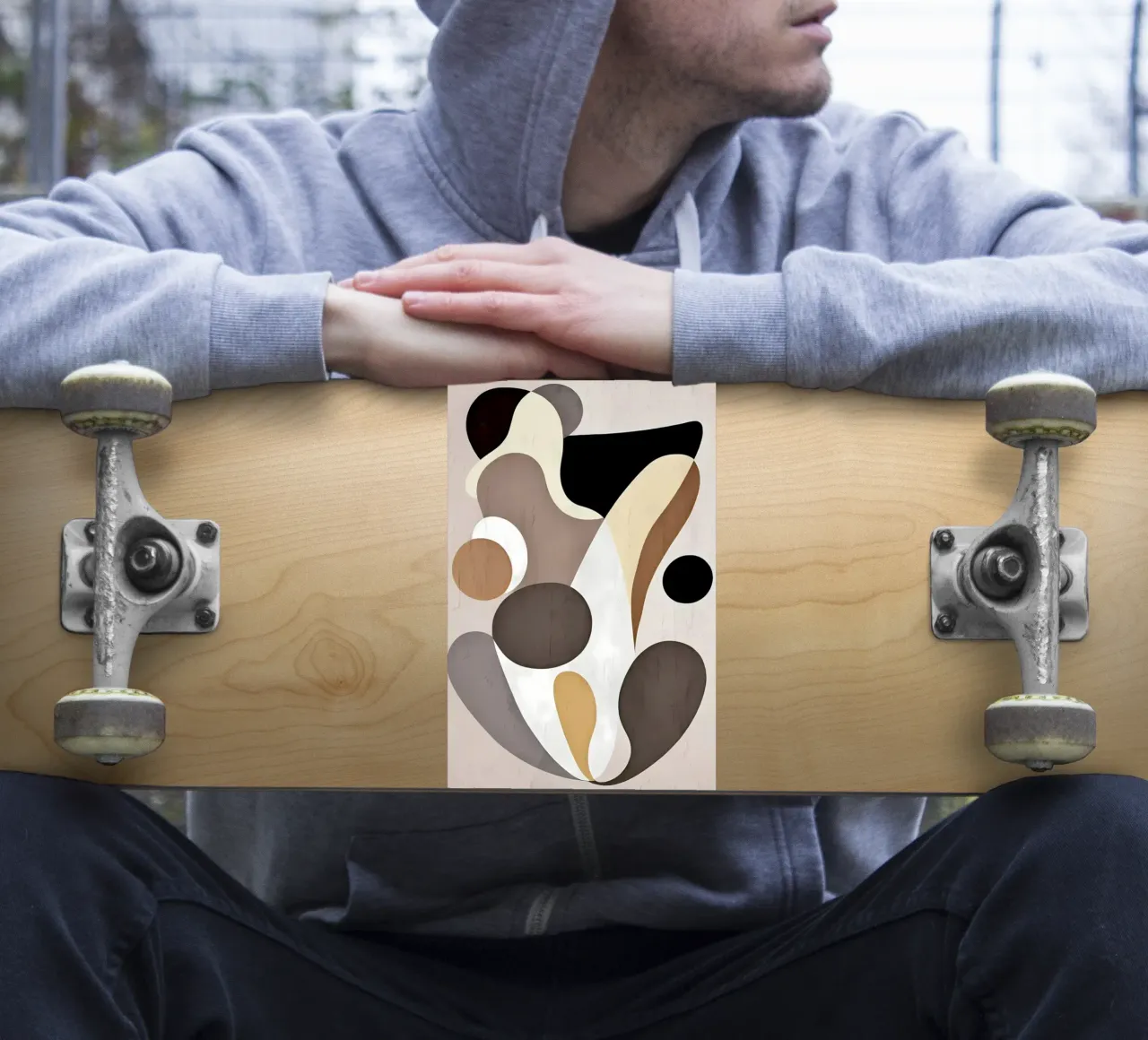 Zwart en beige abstract sticker van Aiden Garcia
