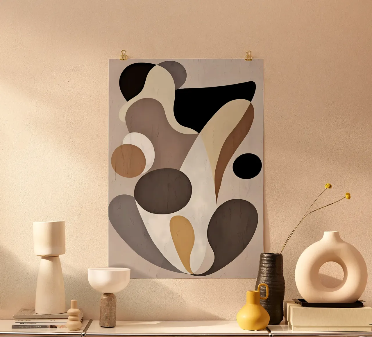 Black and Beige Abstract Hahnemühle von Aiden Garcia