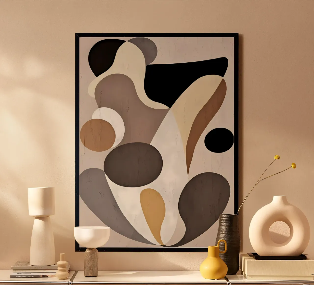 Black and Beige Abstract Hahnemühle von Aiden Garcia