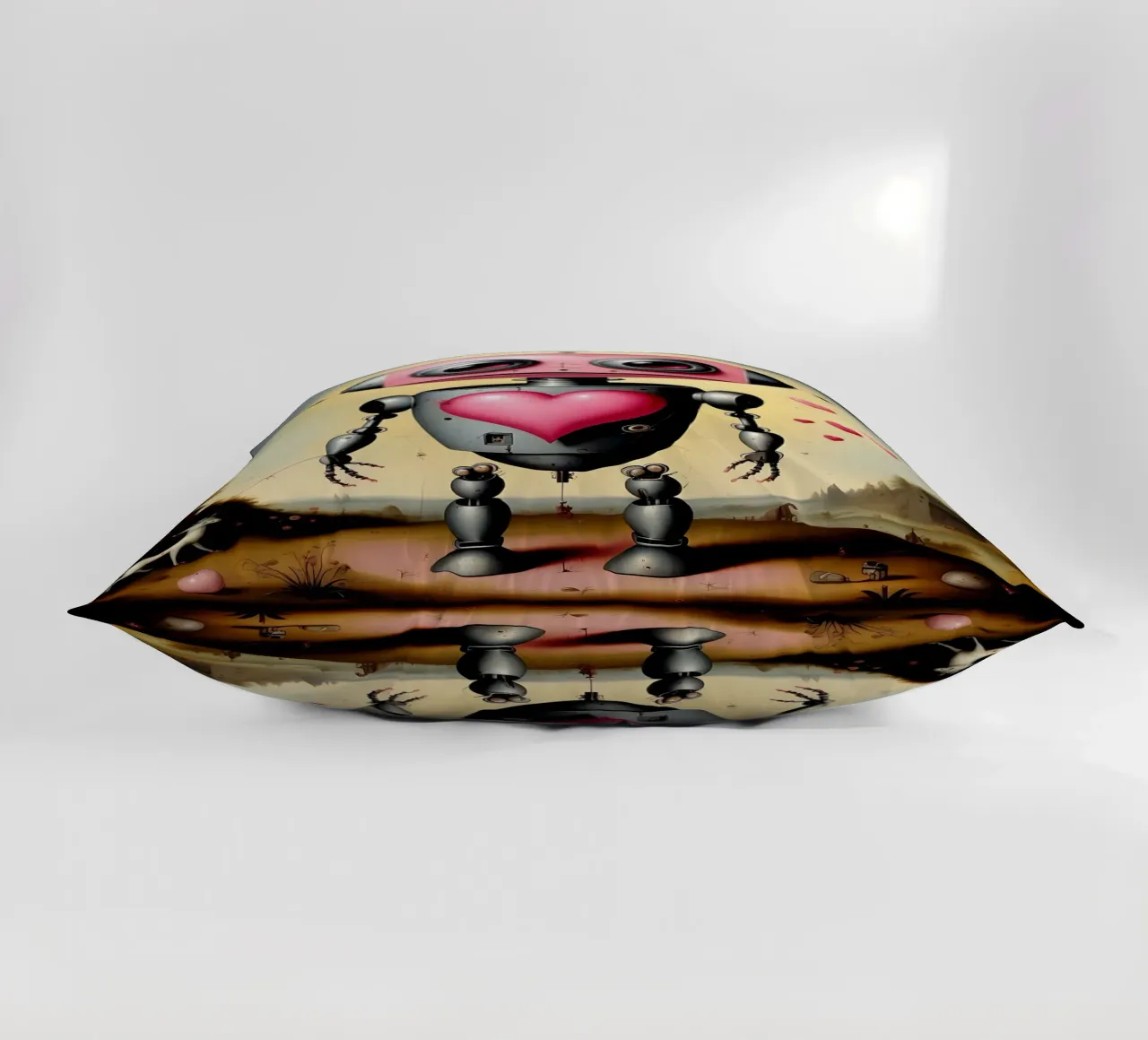 Robot con un cuore_22 cuscino da Pink- und LoveArt by LK