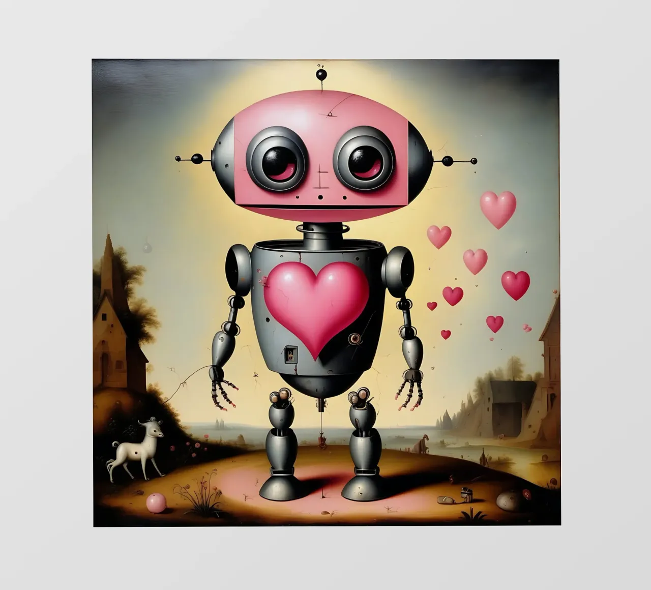 Robot con un cuore_22 telo in pvc da Pink- und LoveArt by LK