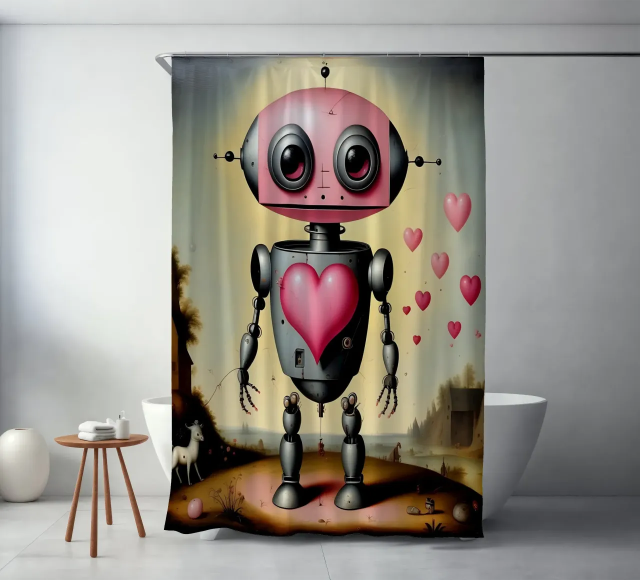 Robot con un cuore_22 tenda da doccia da Pink- und LoveArt by LK