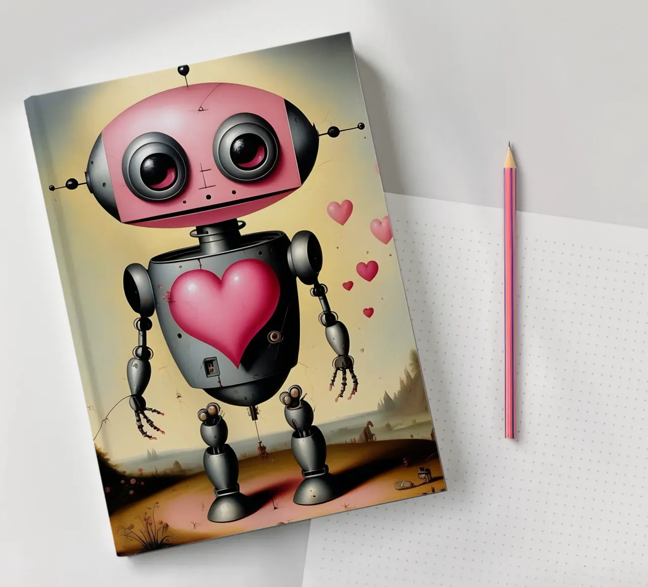 Robot con un cuore_22 diario da Pink- und LoveArt by LK