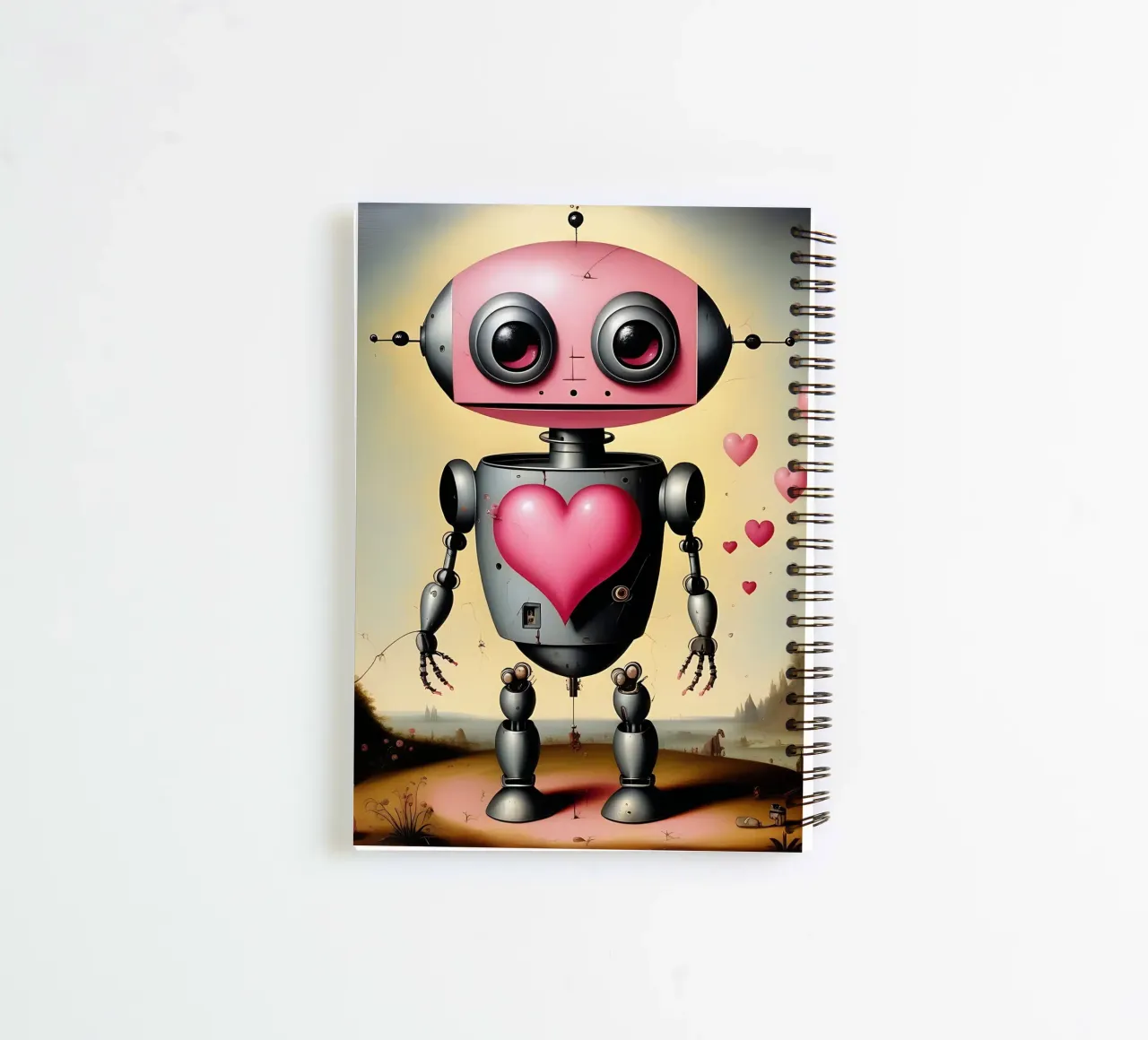 Robot con un cuore_22 diario ad anelli da Pink- und LoveArt by LK
