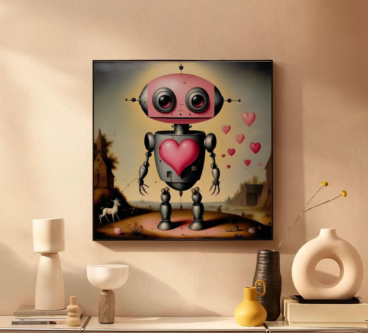 Robot con un cuore_22 alluminio dibond da Pink- und LoveArt by LK
