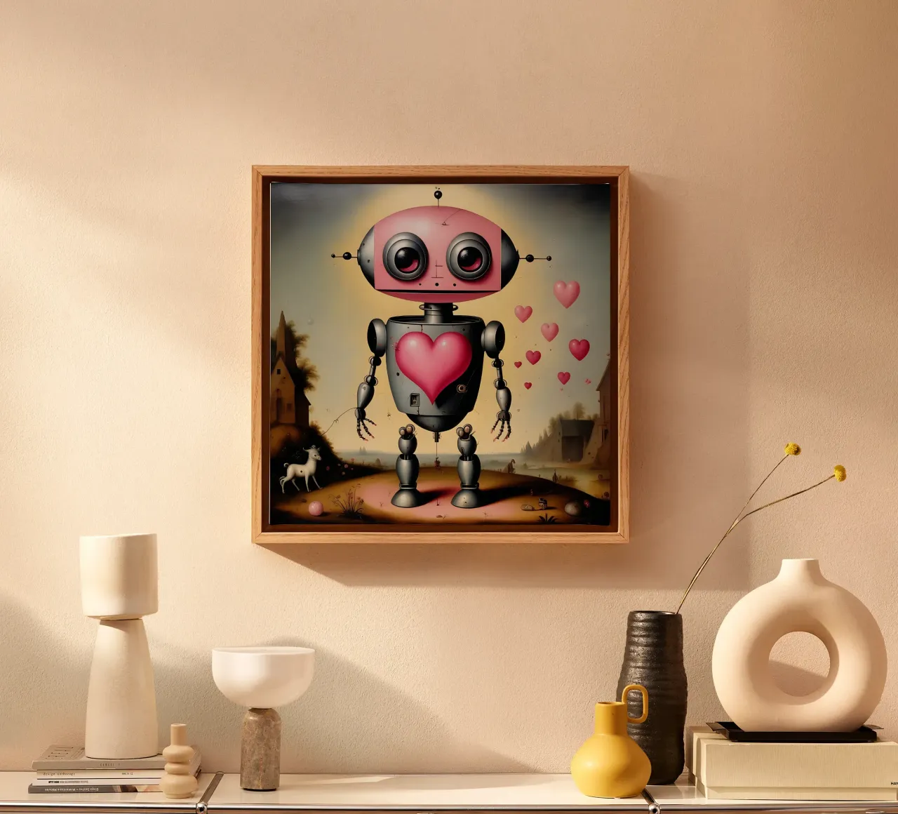 Robot con un cuore_22 tela da Pink- und LoveArt by LK