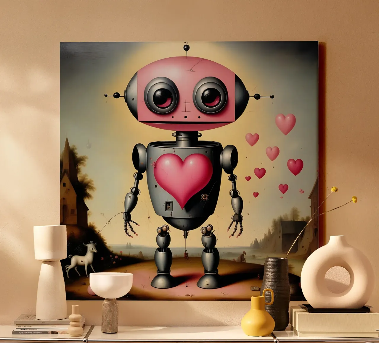 Robot con un cuore_22 tela da Pink- und LoveArt by LK