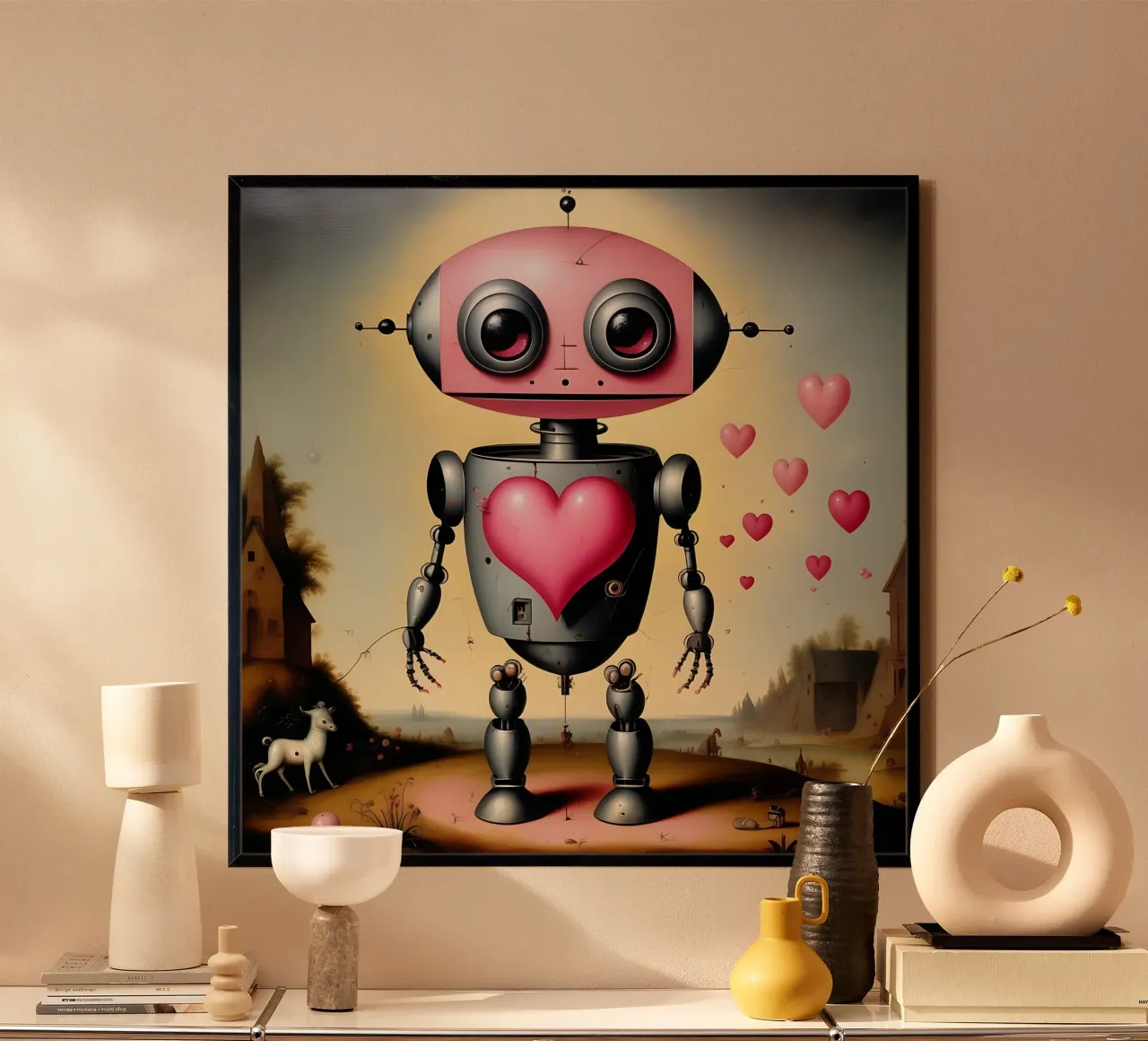 Robot con un cuore_22 carta hahnemühle da Pink- und LoveArt by LK