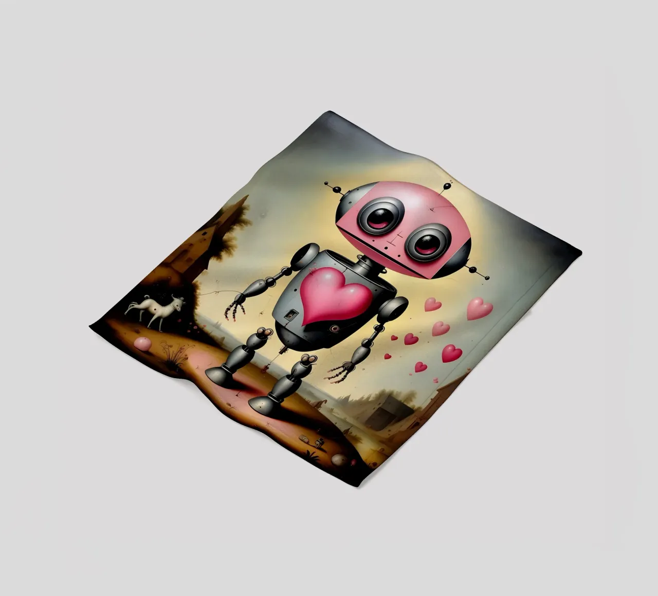 Robot con un cuore_22 coperta in pile da Pink- und LoveArt by LK