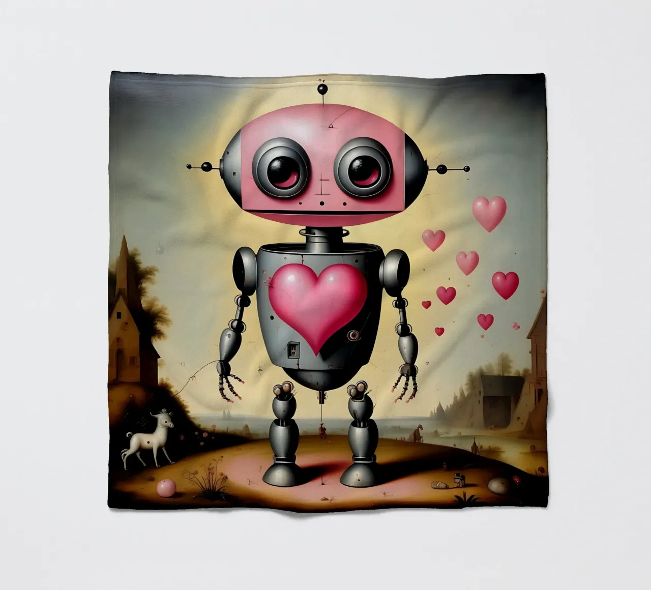 Robot con un cuore_22 coperta in pile da Pink- und LoveArt by LK