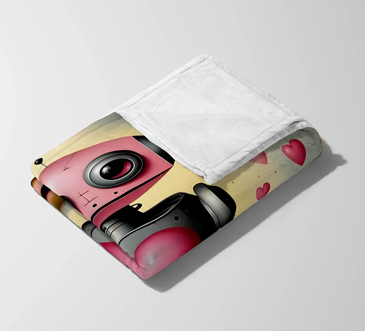 Robot con un cuore_22 coperta in pile da Pink- und LoveArt by LK