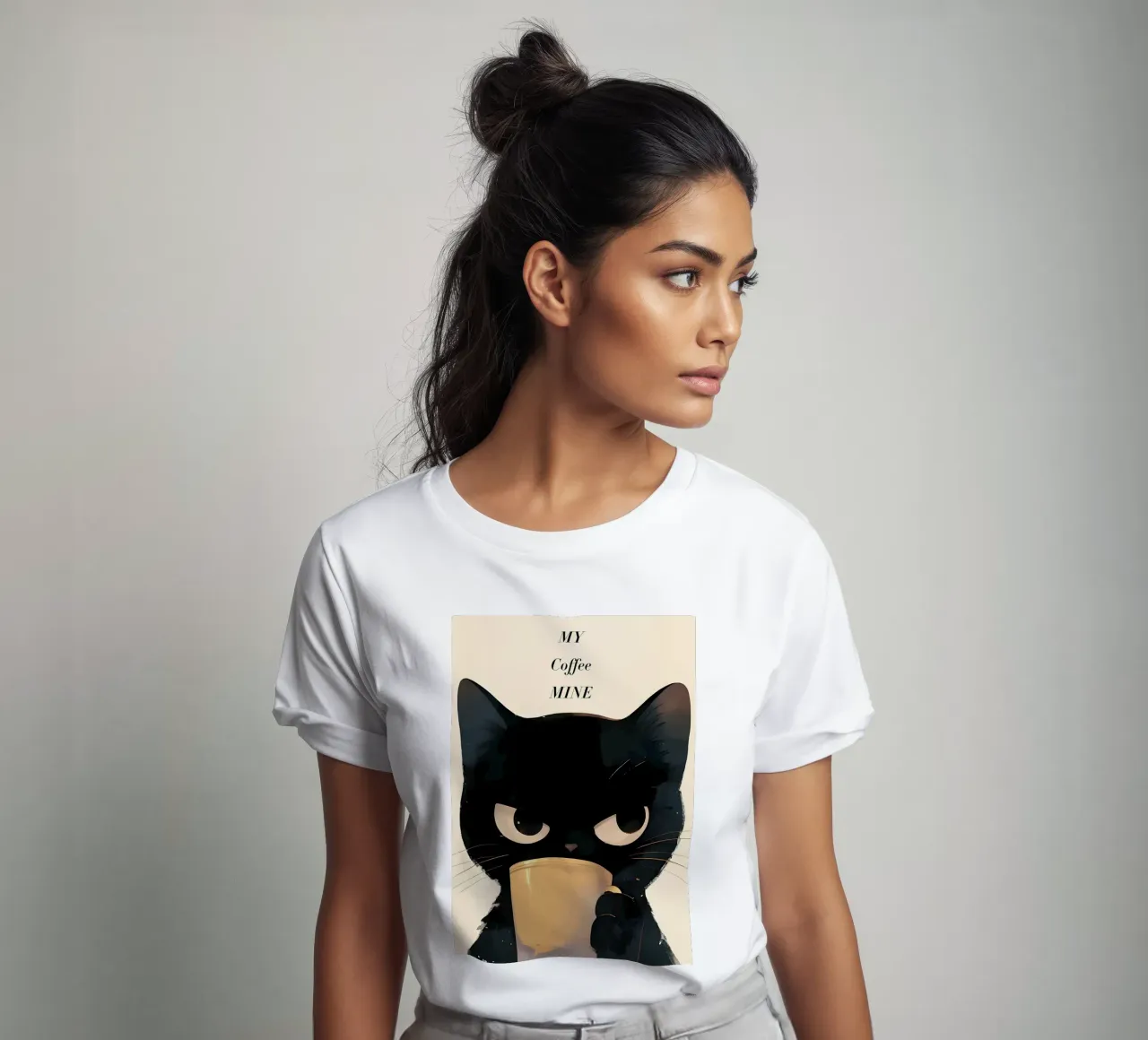 Grumpy Cat Kaffee T-Shirt von Bartosz Powalka