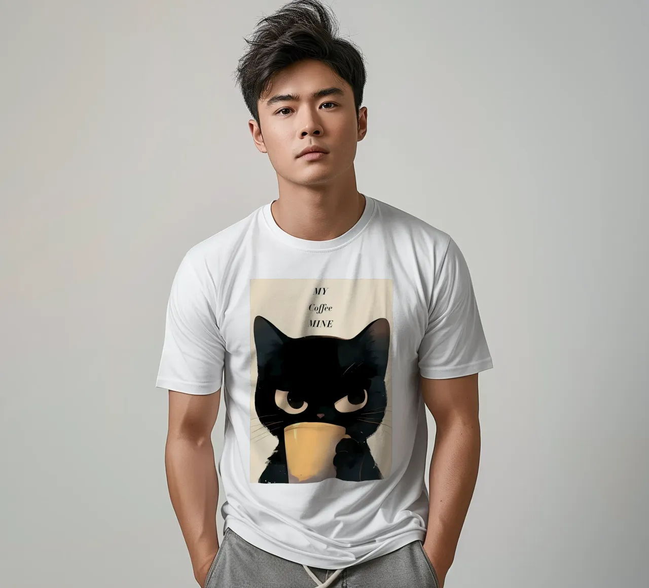 Grumpy Cat Kaffee T-Shirt von Bartosz Powalka