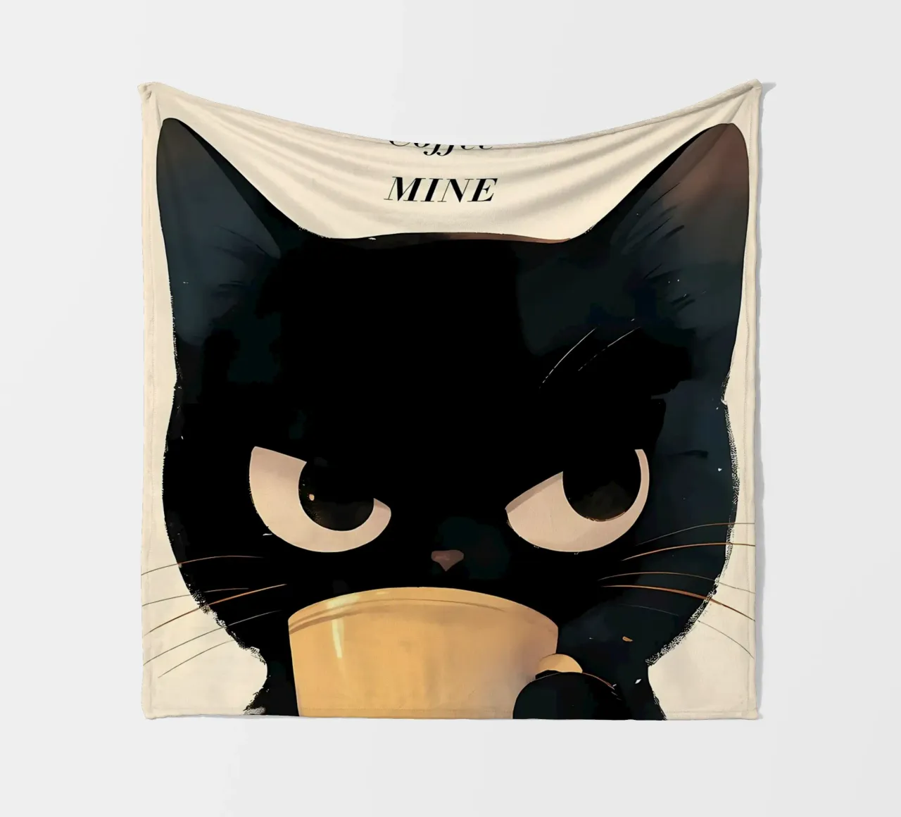 Grumpy Cat Coffee fleece blanket by Bartosz Powalka