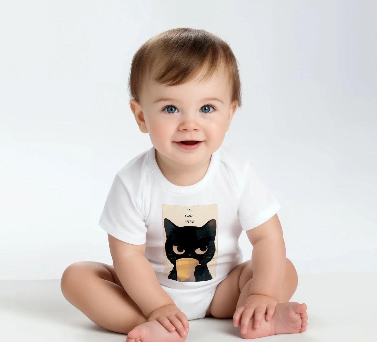 Caffè Grumpy Cat body neonato maniche corte da Bartosz Powalka