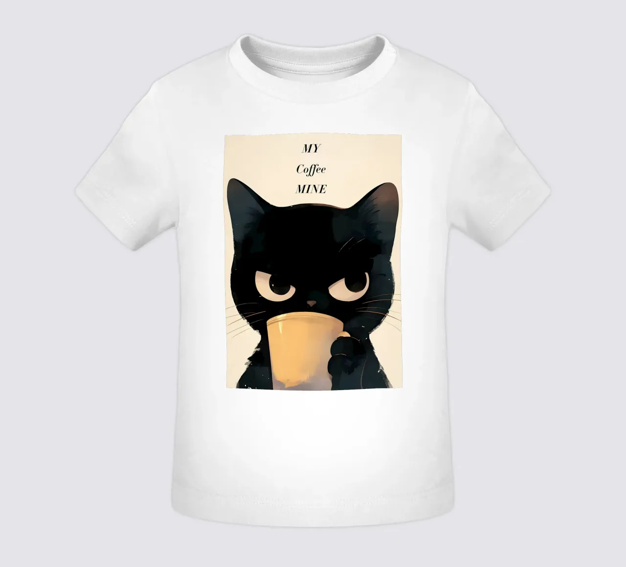 Grumpy Cat Coffee baby t-shirt by Bartosz Powalka