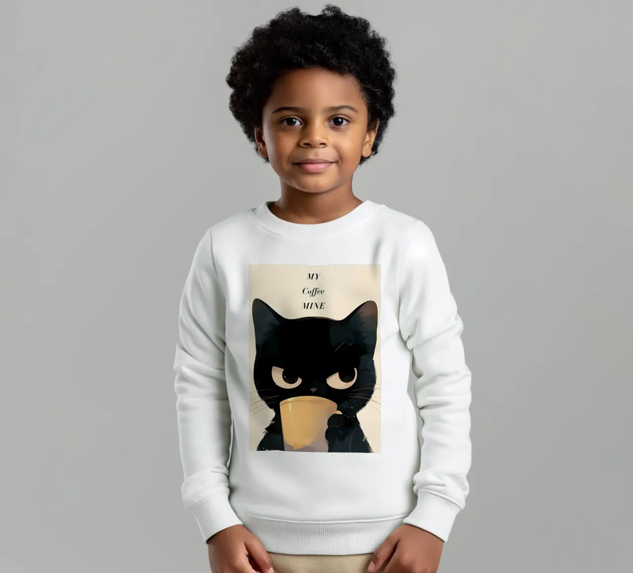 Grumpy Cat Coffee kids sweatshirt by Bartosz Powalka