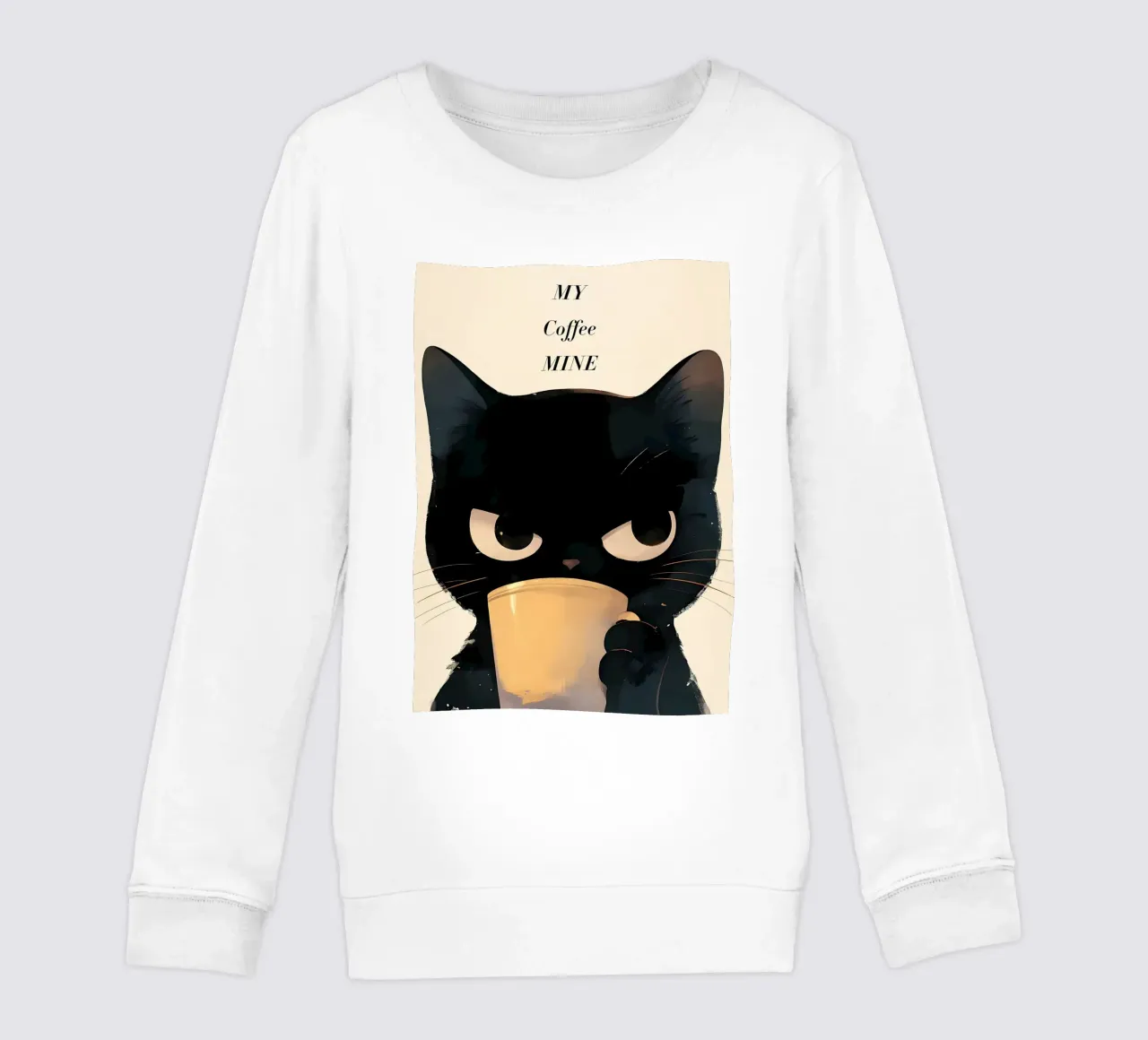 Grumpy Cat Coffee kids sweatshirt by Bartosz Powalka