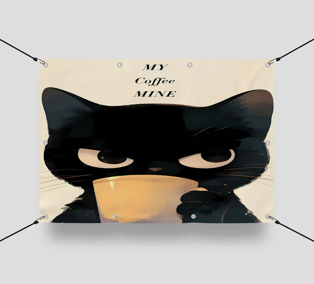 Grumpy Cat Koffie pvc-zeil van Bartosz Powalka