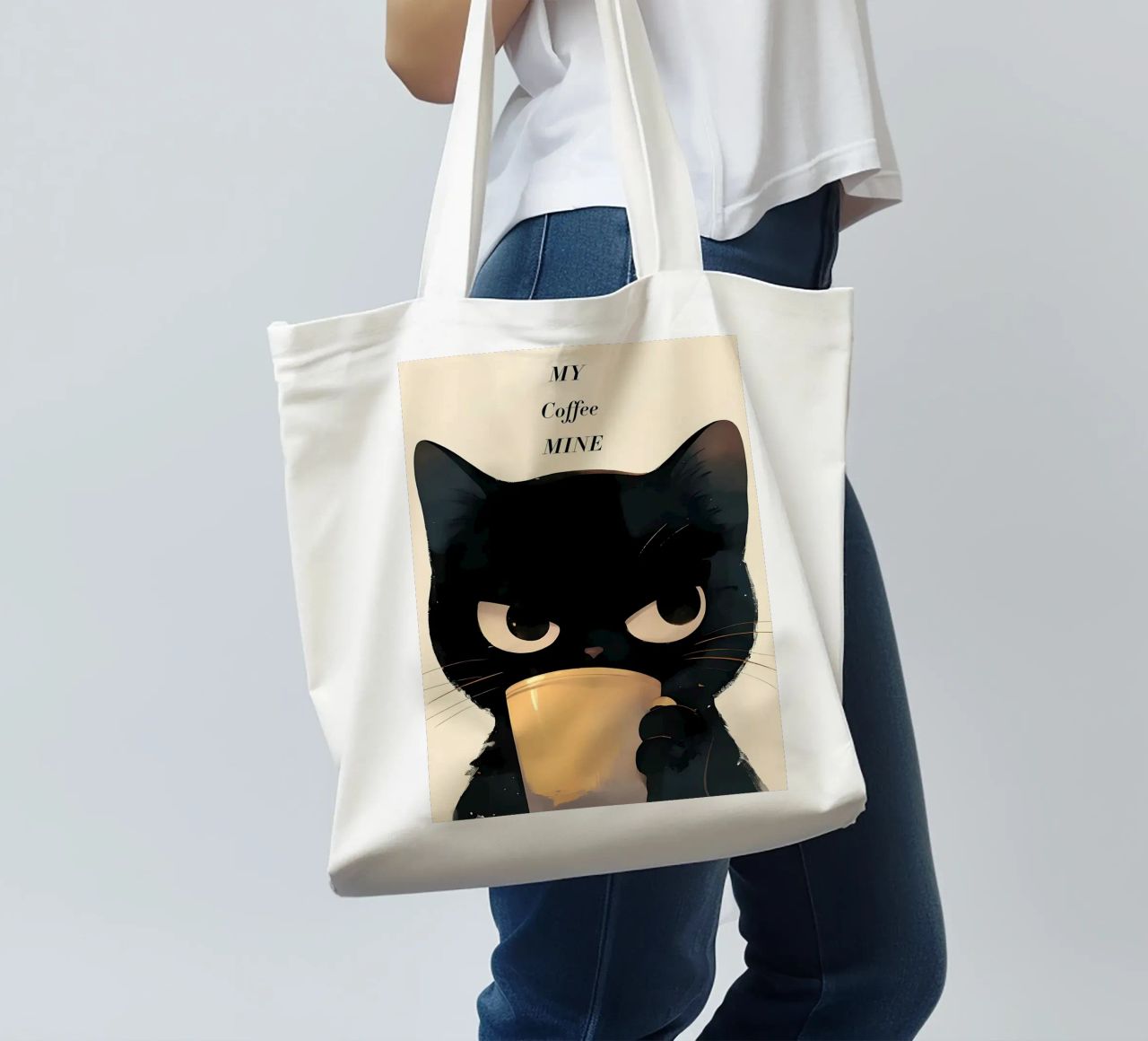 Caffè Grumpy Cat borsa in juta da Bartosz Powalka