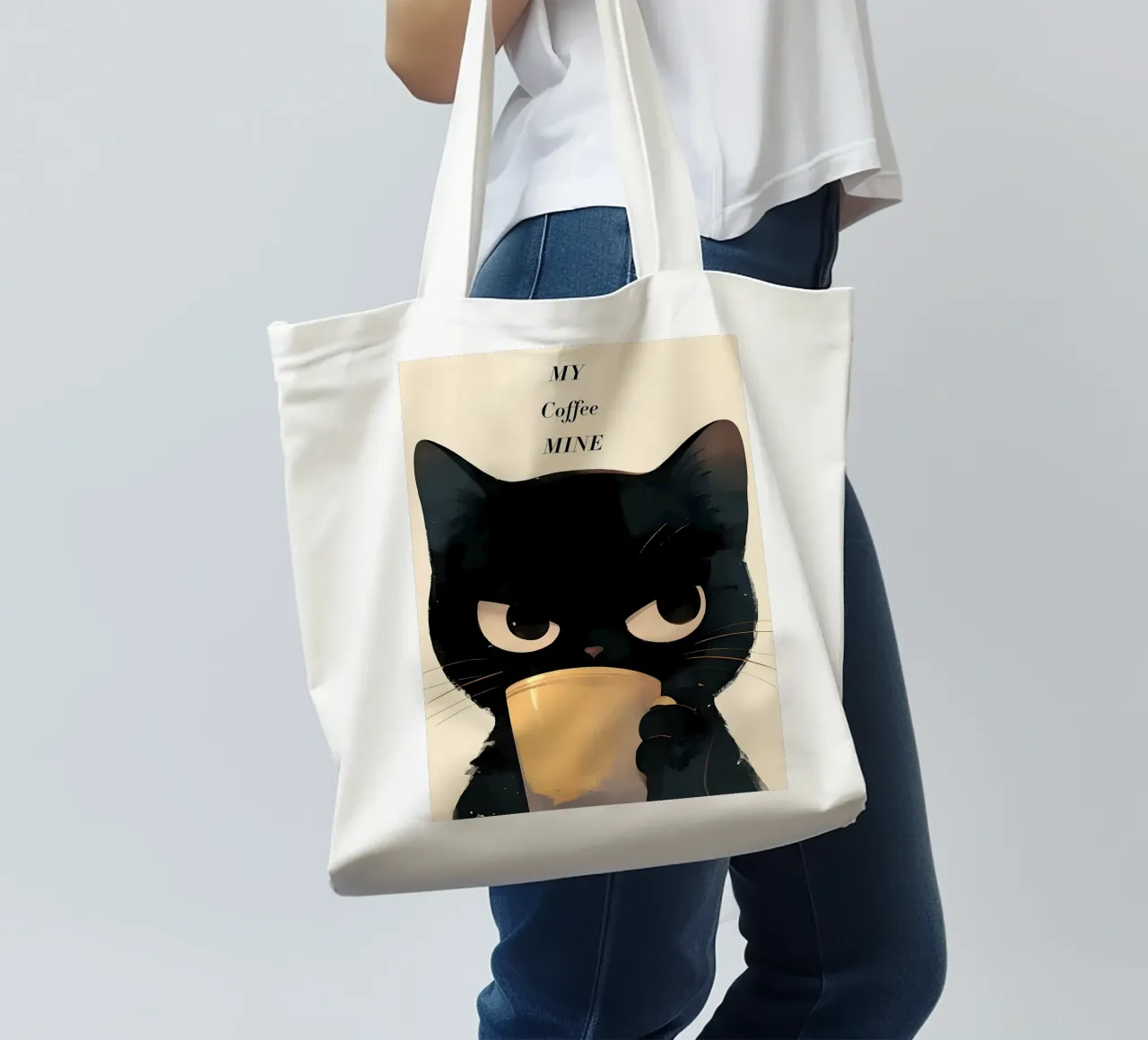 Caffè Grumpy Cat borsa in juta da Bartosz Powalka