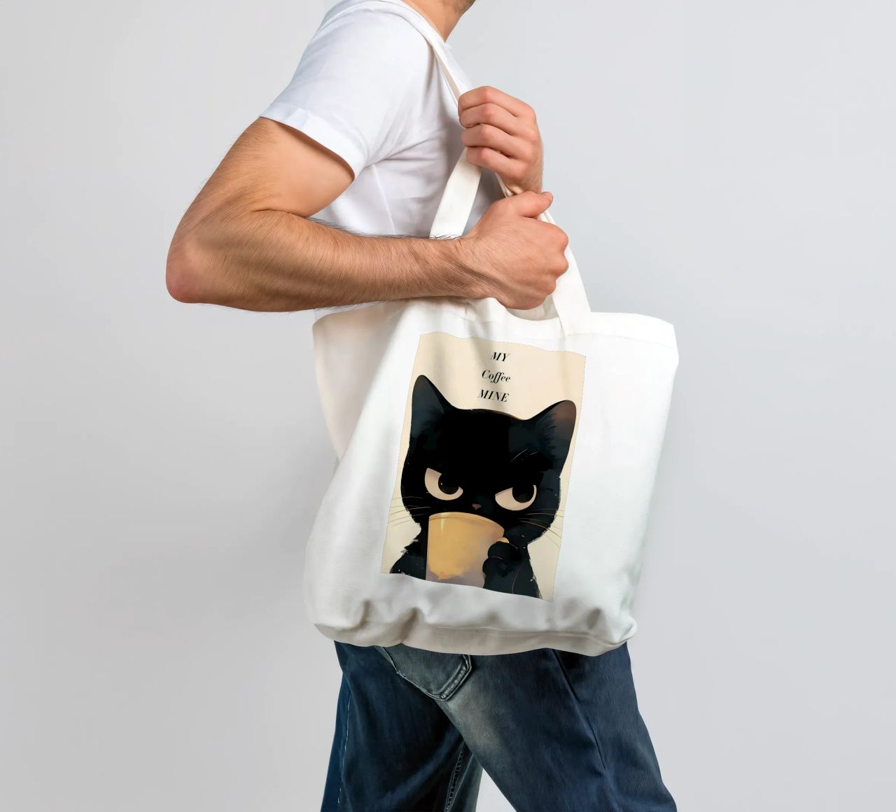 Caffè Grumpy Cat borsa in juta da Bartosz Powalka