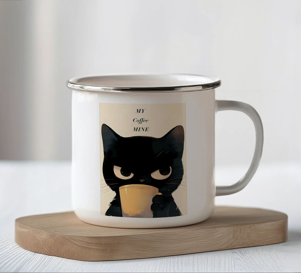 Grumpy Cat Kaffee Emaille Tasse von Bartosz Powalka