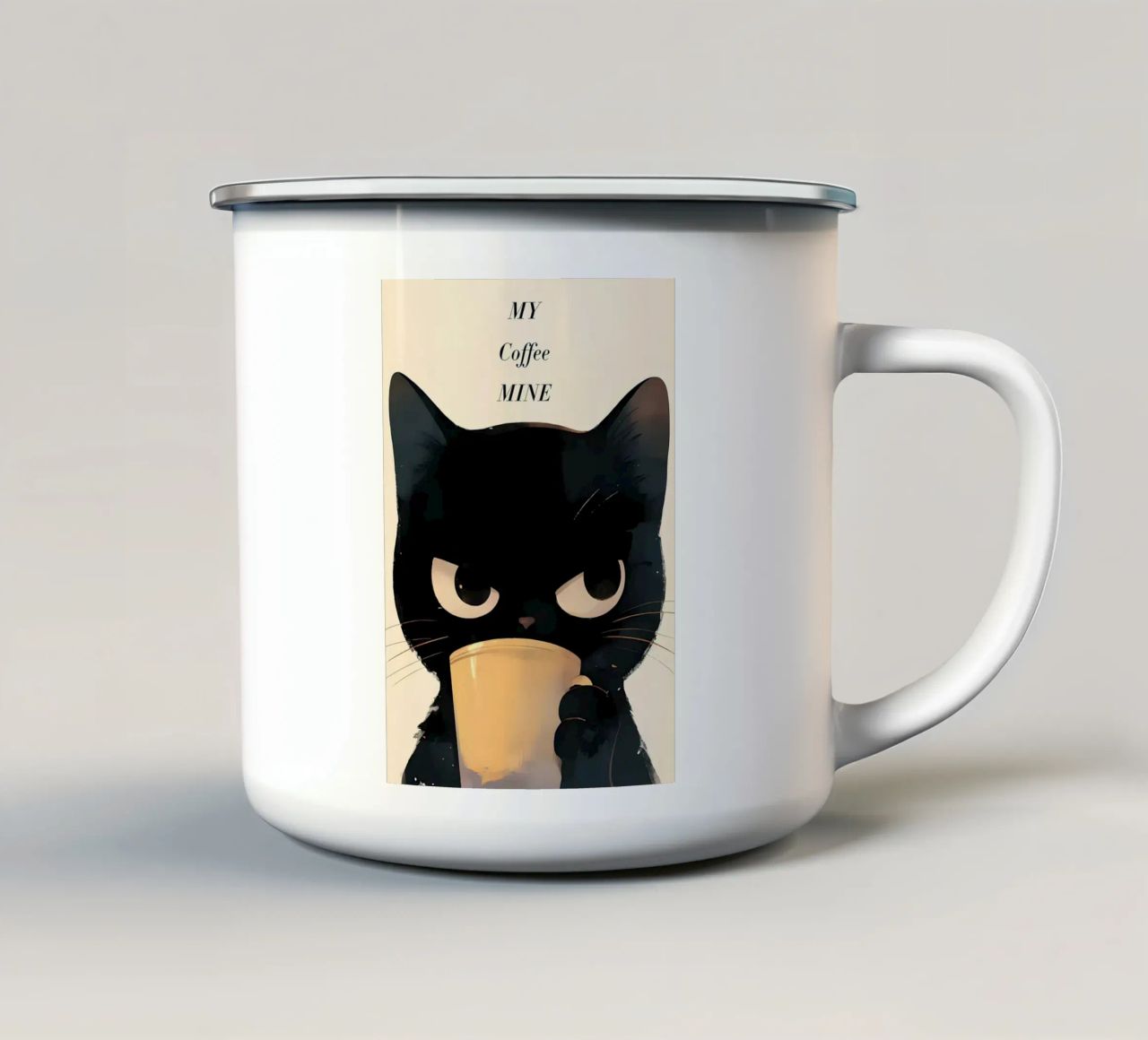 Grumpy Cat Kaffee Emaille Tasse von Bartosz Powalka