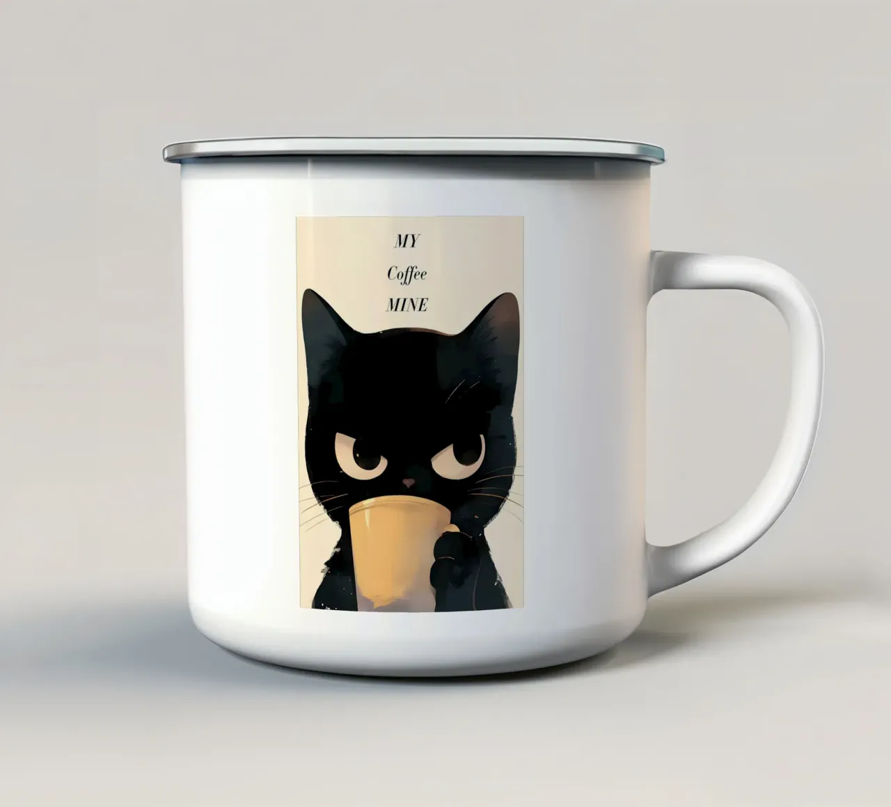 Grumpy Cat Kaffee Emaille Tasse von Bartosz Powalka