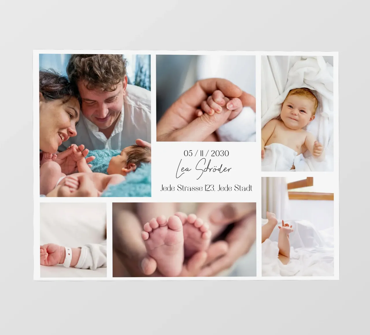 Collage per bambini per la nascita - personalizzabile con nome e data pellicola backlit da FRAMELY
